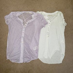 We The Free Womens XS Kia Henley 2 shirts (Ivory & Stardust)